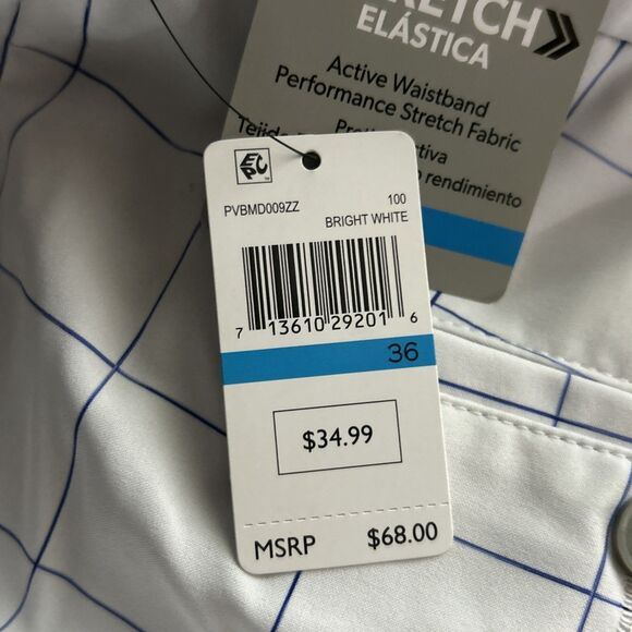 New PGA TOUR Active Waistband Stretch Performance White/Blue Plaid Golf Short-36 - Picture 10 of 10